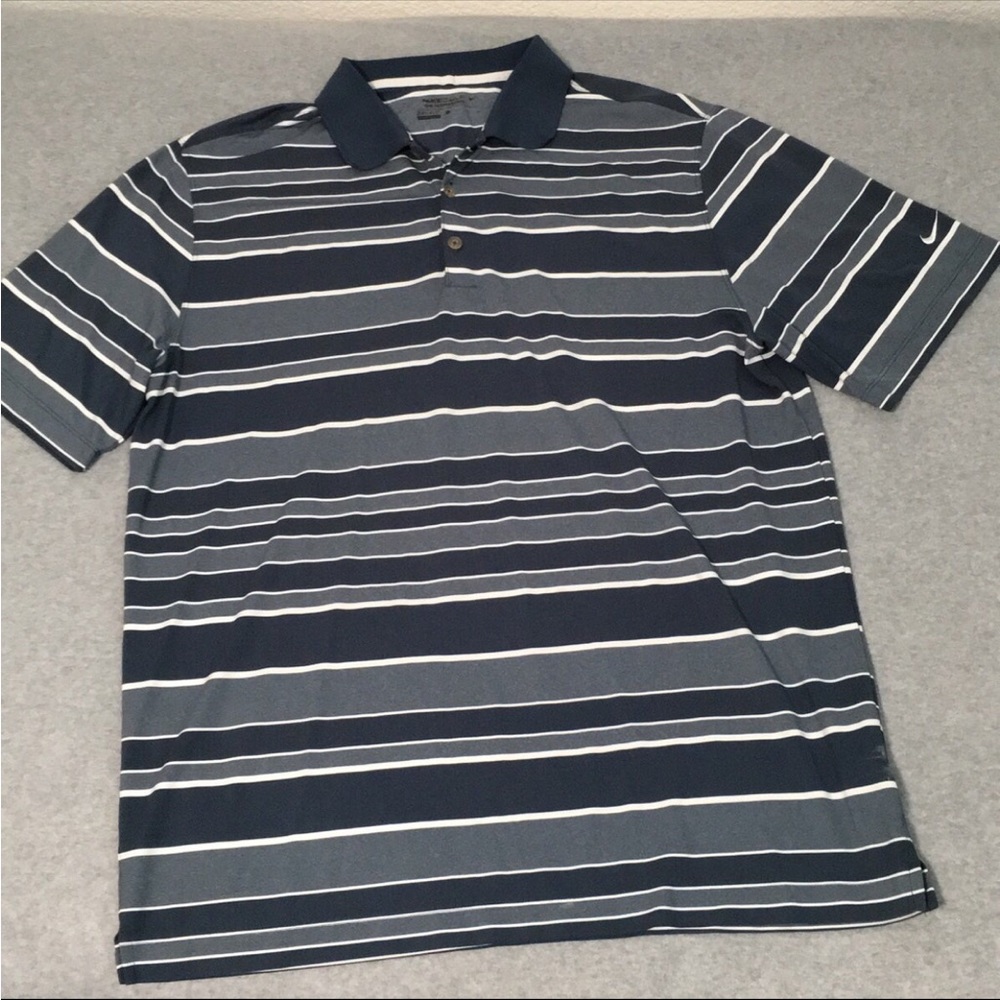 Nike Golf Dry Fit Polo Shirt Striped Mens XL Casual Active Performance